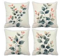 Simplicity Outdoor Cushions Green Cushion Covers Set of 4, Waterproof Linen Decorative Pillows with Invisible Zipper Sofa Pillows for Outdoor Patio Garden Farmhouse Decor Spring 30x30 Inch -lsy25049V