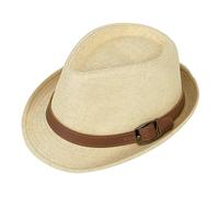 Simplicity Panama Style Trilby Fedora Straw Sun Hat with Leather Belt, A-natural, Large-X-Large