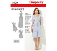 Simplicity Pattern 1800 Misses and Plus Size Amazing Fit Dresses Size, 10-12-14-16-18 White