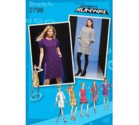 SIMPLICITY PATTERN 2798 PROJECT RUNWAY MISSES'/MISS PETITE DRESS IN TWO LENGTHS WITH SLEEVE VARIATIONS SPARATE PATTERNS INCLUDED FOR B,C, D, CUP SIZES SIZE R5 14-22