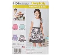 Simplicity Pattern 8106 BB Learn to Sew Skirts Girls Plus, Paper, 22x15x1 cm