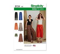 Simplicity Pattern 8134 Misses' Easy-to-Sew Trousers and Shorts, Paper, White, Carpet Uni Dark Beige Size:80x150 cm
