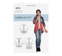 Simplicity Pattern 8172 Misses' Fashion Kimonos with Length, Fabric and Trim Variations, White