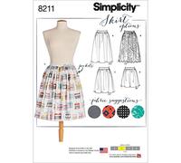 Simplicity Pattern 8211 Misses' Dirndl Skirts in Three Lengths, White,22.00 x 15.00 x 1.00 cm