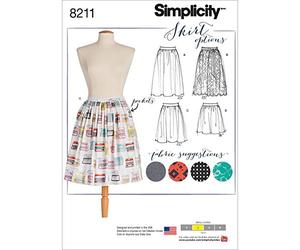 Simplicity Pattern 8211 Misses' Dirndl Skirts in Three Lengths, White,22.00 x 15.00 x 1.00 cm