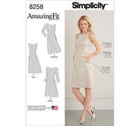 Simplicity Pattern 8258 AA (10-12-14-16-18) Misses' and Plus Size Amazing Fit Dress, Paper, White, 22 x 15 x 1 cm