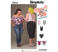 Simplicity Pattern 8344 F5 (18W-20W-22W-24W-26W) Plus Size Knit Bodysuits by Ashley Nell Tipton, Paper, White, 22 x 15 x 1 cm