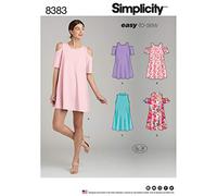 Simplicity Pattern 8383 Women’s Knit Trapeze Dress with Neckline and Sleeve Variations, Paper, White, 22 x 15 x 1 cm