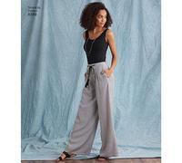 Simplicity Pattern 8389 Women’s Pants with Length and Width Variations and Tie Belt, Paper, White, 22 x 15 x 1 cm