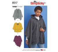 Simplicity Pattern 8517 A (XS-S-M-L-XL) Misses' Set of Ponchos, Paper, White, 22 x 15 x 1 cm