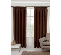 Simplicity - Plain SoftTouch Thermal Room Darkening Insulated Blackout Pair Curtains 3" Tape Pencil Pleat By S W Living (46"x72" (117x183cm), Chocolate Brown)