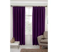 Simplicity - Plain SoftTouch Thermal Room Darkening Insulated Blackout Pair Curtains 3" Tape Pencil Pleat By S W Living (46"x54" (117x138cm), Aubergine Purple)