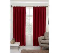 Simplicity - Plain SoftTouch Thermal Room Darkening Insulated Blackout Pair Curtains 3" Tape Pencil Pleat By S W Living (90"x90" (229x229cm), Red)