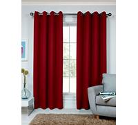 Simplicity - Plain SoftTouch Thermal Room Darkening Insulated Blackout Pair Curtains Eyelet Ring Top By S W Living (66"x54" (168x138cm), Red)