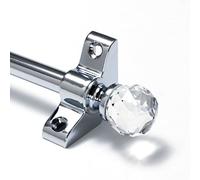 Simplicity Quality Stair Rods 3/8" x 28.5" Chome Flat bar Crystal Finial