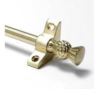 Simplicity Quality Stair Rods 3/8" x 28.5" Satin Brass Flat bar Thistle Finial