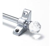 Simplicity Quality Stair Rods 3/8" x 28.5" Satin Chrome Flat bar Crystal Finial
