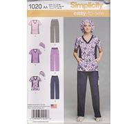 Simplicity Sewing Pattern 1020: Misses' and Plus Scrub Pants and Tops, Size AA(10-12-14-16-18), Paper, White