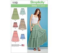 Simplicity Sewing Pattern 1110: Misses' Tiered Skirt with Length Variations, Size: A (XXS-XS-S-M-L-XL-XXL), Paper, White