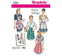 Simplicity sewing pattern 1221: Misses' Vintage Aprons, size A, Paper, White, A (S-M-L)