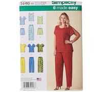 Simplicity Sewing Pattern 1446: Six Made Easy Pull on Tops and Pants or Shorts for Plus, Size, Paper, White, FF (18W-20W-22W-24W)