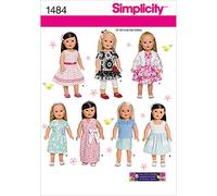Simplicity sewing pattern 1484: 18" Doll Clothes, Paper, White, OS (ONE SIZE)