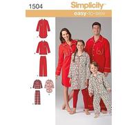Simplicity Sewing Pattern 1504: Child's, Teens' and Adults' Loungewear, Size A, Paper, White, A (XS-L/XS-XL)