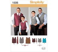Simplicity Sewing Pattern 1506: Husky Boys' and Big and Tall Men's Vests, Size A, Paper, White, A (S-L / 1XL-5XL)