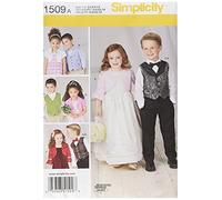 Simplicity Sewing Pattern 1509: Child's Vest, Bolero and Bow Tie, Size A, Paper, White, A (3-4-5-6-7-8)