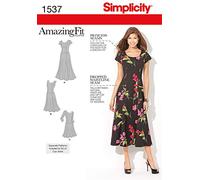 Simplicity Sewing Pattern 1537: Misses' and Plus Amazing Fit Dress, Size, Paper, White, AA (10-12-14-16-18)