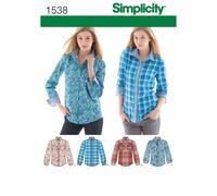 Simplicity Sewing Pattern 1538: Misses' Button Front Shirt, Size, Paper, White, H5 (6-8-10-12-14)