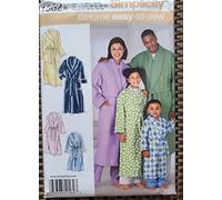 Simplicity Sewing Pattern 1562: Child's, Teens' and Adults' Robe and Belt, Size A, Paper, White, A (XS-L/XS-XL)