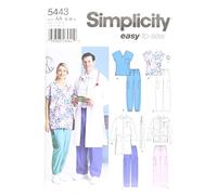 Simplicity 5443Women's & Men's Plus Size Scrubs, Paper, White, AA (S,M,L)