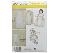 Simplicity Sewing Pattern 8024A Babies' Christening Sets with Bonnets, Paper, White, A (XXS-XS-S-M)