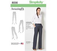 Simplicity Sewing Pattern 8056AA Amazing Fit Miss and Plus Size Flared Pants or Shorts, Paper, White, AA (10-12-14-16-18)