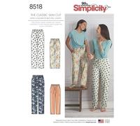Simplicity Sewing Pattern 8518 Trousers, Pyjamas, Sleepwear A (S - L/XS - XL)
