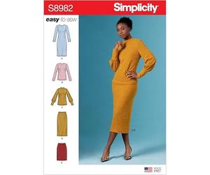 Simplicity Sewing Pattern 8982 Dresses, Tops, Skirts R5 (14-16-18-20-22)