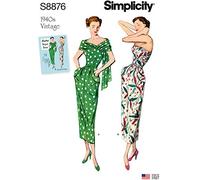 SIMPLICITY Sewing Pattern S8876 Misses'/Women's Vintage Dress and Stole, Paper, White, Various