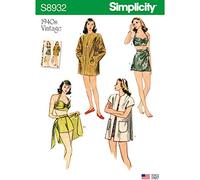 Simplicity Sewing Pattern S8932 Misses' Vintage Bikini Top, Shorts, Wrap, Skirt and Coat, Paper, White, Various