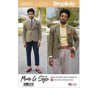 SIMPLICITY Sewing Pattern S8962 Men's Lined Blazer, Paper, White, various