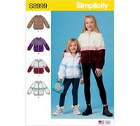 SIMPLICITY Sewing Pattern S8999 Children's and Girls' Knit Hooded Jacket, Paper, White, Various