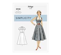 SIMPLICITY Sewing Pattern S9105 Misses' Vintage Dress with Detachable Collar, Various, U5 (16-18-20-22-24)