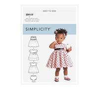 SIMPLICITY Sewing Pattern S9117 Babies' Dresses, Panties & Headband, Various, A (XXS-XS-S-M-L)