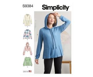 Simplicity Sewing Pattern S9384 Misses Pleated Sweatshirt With or Without Hoodie
