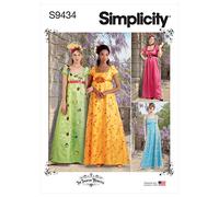 Simplicity Sewing Pattern S9434 Misses' and Women's Regency Era Style Dresses,White,SS9434AA