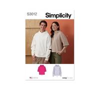 SIMPLICITY Sewing Pattern SS3012A Unisex Hoodies A (XS-S-M-L-XL-XXL)