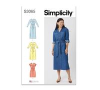 SIMPLICITY Sewing Pattern SS3065W2 Misses' and Women's Dresses with Tie Belt W2 (20W-22W-24W-26W-28W)