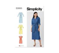 SIMPLICITY Sewing Pattern SS3065W2 Misses' and Women's Dresses with Tie Belt W2 (20W-22W-24W-26W-28W)
