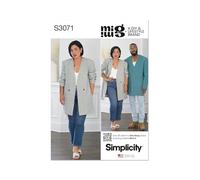 SIMPLICITY Sewing Pattern SS3071A Unisex Blazer by Mimi G Style A (XS-S-M-L-XL-XXL)