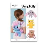 SIMPLICITY Sewing Pattern SS3090OS Animal Mini Backpacks OS (ONE Size)